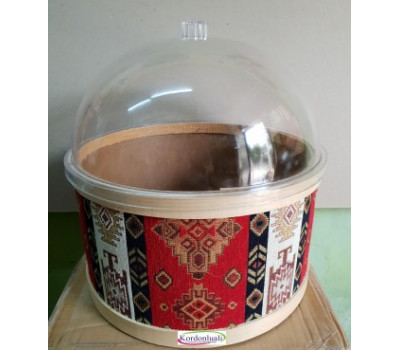 Kilim Desenli Turşu Zeytin Peynir Kabı Çap 35 cm Kapaklı