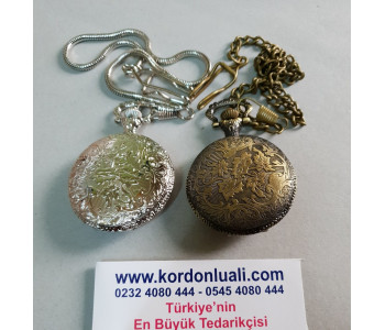 Köstekli Cep Saati Osmanlı Armalı Gümüş Ve Bronz