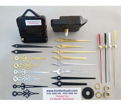 Saat Mekanizması Askılı Akar Şaft 14 mm Metal Akrep Yelkovanlı