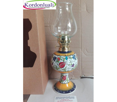 Çini Gaz Lambası 33 cm Karışık Renkte